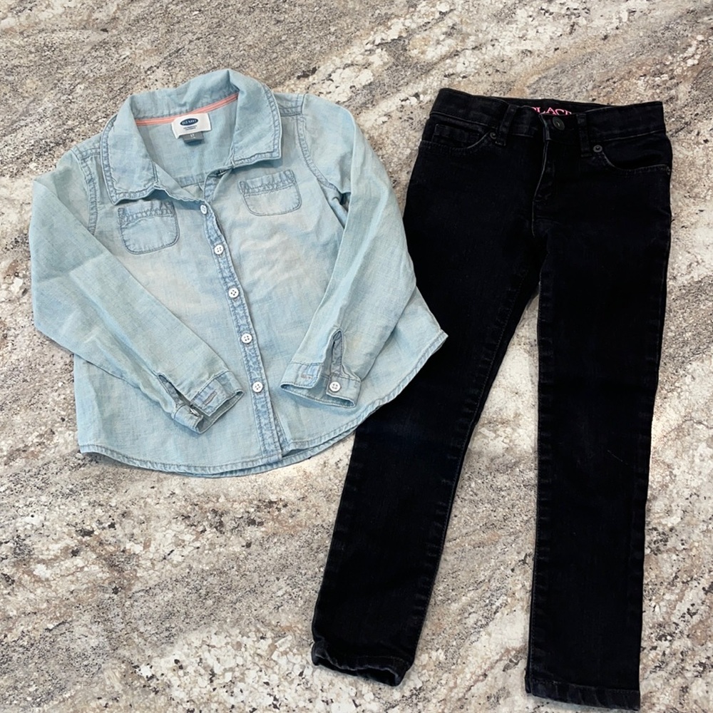 Old Navy Denim Top TCP Black Super Skinny Jeans 5S